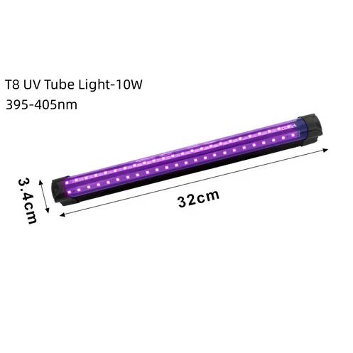 (image for) 10W 12.6inches T8 LED UV 385-400nm Black Light Strip, LED Tube Light for Bedroom Halloween Decorations and Christmas Party, Fun Atmosphere, Black Light Poster 6ft Power Cord with Built-in ON/Off Switch